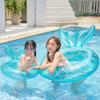 2PCs Mermaid Swim Rings for Adults & Kids Thickened Pool Floats with Fish Tail, Family Beach Vacation Safety Floats (Green Blue,35 * 35 + 43 * 43 in) view 2
