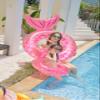 2PCs Mermaid Swim Rings for Adults & Kids Thickened Pool Floats with Fish Tail, Family Beach Vacation Safety Floats (Green Blue,35 * 35 + 43 * 43 in) view 3