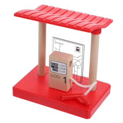 UPKOCH Wooden Railway Gas Station Model Easy to Assemble Train Accessory with Realistic Details Wooden Material for Creative Play and Train