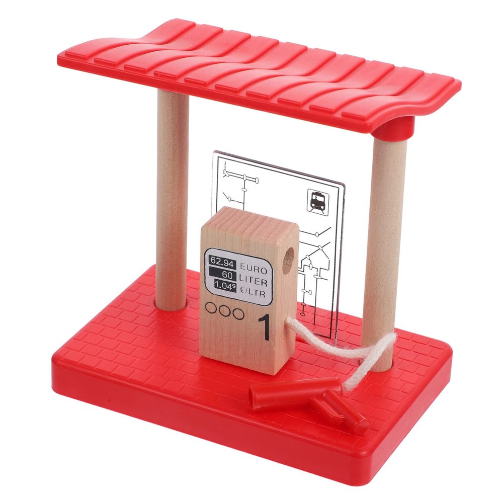UPKOCH Wooden Railway Gas Station Model Easy to Assemble Train Accessory with Realistic Details Wooden Material for Creative Play and Train