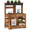 INFANS Mud Kitchen, Outdoor Play Kitchen with Drawing Board, 4 Cups, Removable Sink, Storage, Cooking Accessories, Wooden Kids Kitchen Playset Gift for Boys Girls Ages 3+ view 1