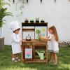 INFANS Mud Kitchen, Outdoor Play Kitchen with Drawing Board, 4 Cups, Removable Sink, Storage, Cooking Accessories, Wooden Kids Kitchen Playset Gift for Boys Girls Ages 3+ view 2