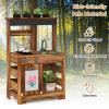 INFANS Mud Kitchen, Outdoor Play Kitchen with Drawing Board, 4 Cups, Removable Sink, Storage, Cooking Accessories, Wooden Kids Kitchen Playset Gift for Boys Girls Ages 3+ view 3