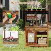 INFANS Mud Kitchen, Outdoor Play Kitchen with Drawing Board, 4 Cups, Removable Sink, Storage, Cooking Accessories, Wooden Kids Kitchen Playset Gift for Boys Girls Ages 3+ view 4