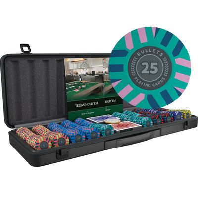 Bullets Playing Cards | Poker Set Salvatore | 500 Clay Poker Chips (10 g) with Aluminum Case, Plastic Playing Cards & Dice  Texas Holdem, Numbered Values