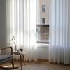 HooHero White Natural European 54 Width Sheer Curtains Home Decoration Living Kids Baby Room Window Treatments Semi Transparent view 4