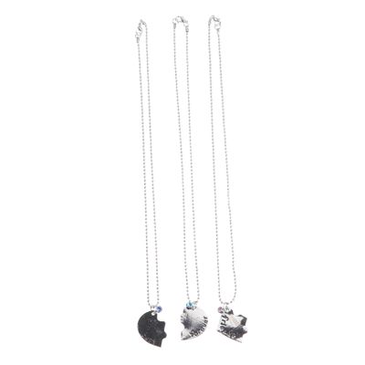 CALLARON 3pcs Loving Heart Jigsaw Puzzle Necklace for Friends Colorful Friendship Jewelry Pendant Cute Heart Design for Special Moments