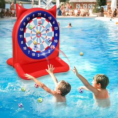 47 Inch Large Inflatable Dart Board Pool Toys Games with 12 Balls Swimming Pool Water Game for Teens Adults Pool Backyard Beach Outdoor Summer Water Toys Gift for Kids Ages 3-12 Boys Girls, Red