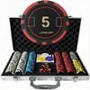 LOYCHIP 300 Piece Poker Set 11.5g Numbered Chips with Aluminum Case 2 Decks Cards Dealer Blind Buttons 5 Dice for Texas Holdem Blackjack Casino Gaming view 1