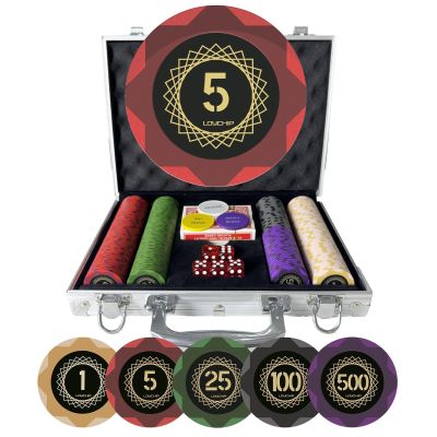 LOYCHIP 200 Piece Poker Chip Set 14g Clay Composite Heavyweight Numbered Chips with Aluminum Case Playing Cards and Blind Buttons for Texas Holdem Blackjack and Casino Gaming Nights