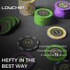 LOYCHIP 200 Piece Poker Chip Set 14g Clay Composite Heavyweight Numbered Chips with Aluminum Case Playing Cards and Blind Buttons for Texas Holdem Blackjack and Casino Gaming Nights view 3