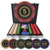 LOYCHIP 500 Piece Poker Chip Set Texas Holdem Blackjack 14g Heavy Clay Composite Numbered Chips with Aluminum Case 2 Decks Playing Cards Dice Dealer Small Big Blind Buttons for Adult Casino Night view 1