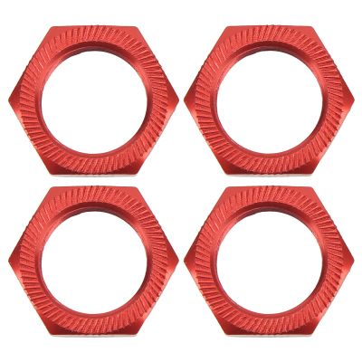 4 Pcs 24mm Wheel Hex Hub Nut Aluminum Alloy High Strength 24mm Hex Hub Nut for ARRMA 1/5 Outcast Kraton 8s Lightweight RC Car Accessories (Red)