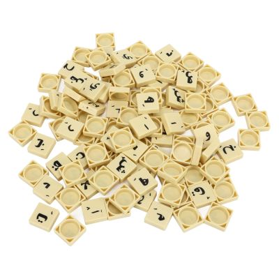 110PCS Plastic Arabic Letter Chess Pieces, Crossword Tiles for Table Board Games, PS Material, Wear, Clear Letters, Suitable for Home and Outdoor Games
