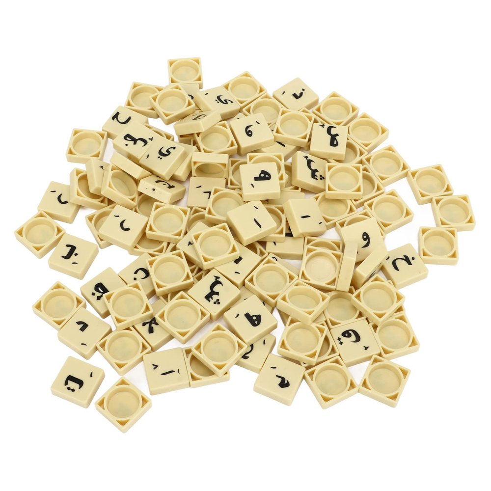 110PCS Plastic Arabic Letter Chess Pieces, Crossword Tiles for Table Board Games, PS Material, Wear, Clear Letters, Suitable for Home and Outdoor Games