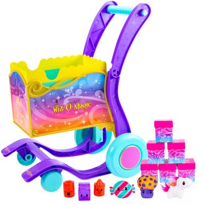 Wiz-O-Magic Shopping Cart Push, Pop & Reveal 6 Magical Surprises Push to Reveal 6 Enchanted Grocery Boxes Each Filled with a Magical Surprise! Reveal & Refill - Ages 4+