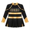 JEATHA Girls Cheerleading Uniform Dress Cheer Leader Cosplay Outfits for Carnival Dress up Party Costume Black&Gold C 14 Years view 4