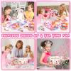 Tea Party Set for Little Girls, 63Pcs Pretend Play Toys, Princess Dress Up Tea Time, Tin Tea Sets for Toddlers 3-5 6 with Dessert, Carrying Case, Kids Kitchen Playset, Birthday Gift for Toddler Girls view 2