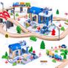 102Pcs Wooden Train Set for Toddlers, Wooden Train Track - Expandable and Changeable, Safe Educational Train Toys Gift for Boys & Girls Kids Ages 3-5 4-8, Compatible with All Major Brands view 1