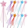 10Pcs Star Princess Wand, Sparkling Fairy Wands with Ribbon, Princess Party Favors Role Play Party Supply, Fairy Wands for Gift Birthday Halloween Christmas Party(Hulan, Pink, Red, White, Purple) view 1