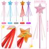 10Pcs Star Princess Wand, Sparkling Fairy Wands with Ribbon, Princess Party Favors Role Play Party Supply, Fairy Wands for Gift Birthday Halloween Christmas Party(Hulan, Pink, Red, White, Purple) view 2