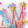 10Pcs Star Princess Wand, Sparkling Fairy Wands with Ribbon, Princess Party Favors Role Play Party Supply, Fairy Wands for Gift Birthday Halloween Christmas Party(Hulan, Pink, Red, White, Purple) view 3