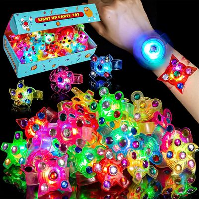 48 Pack LED Fidget Spinner Bracelets - Glow in The Dark Party Favors for Kids 4-8 8-12, Bulk Classroom Treasure Box Toys, Goodie Bag Stuffers for Kids, Birthday Return Gifts, Carnival Prize