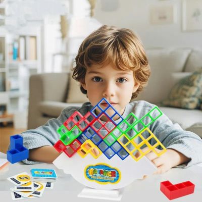 Gdaytao Stacking Tower Game 32PCS with 22 Gameplay Cards | Balance Building Blocks for Kids & Adults | Family Party Board Games, Eco-Friendly STEM Learning Toys