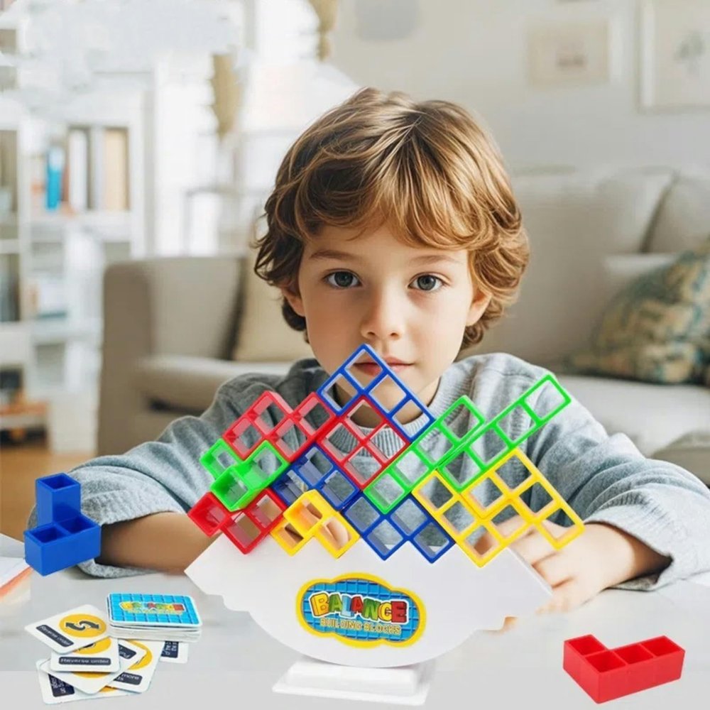 Gdaytao Stacking Tower Game 32PCS with 22 Gameplay Cards | Balance Building Blocks for Kids & Adults | Family Party Board Games, Eco-Friendly STEM Learning Toys