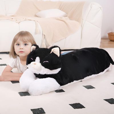 40'' Giant Cat Plush Stuffed Animal, Jumbo Black Cat Long Body Pillow Plush Toy, Large Soft Fluffy Kitty Cat Plushies Gift for Kids Boys Girls, Birthday