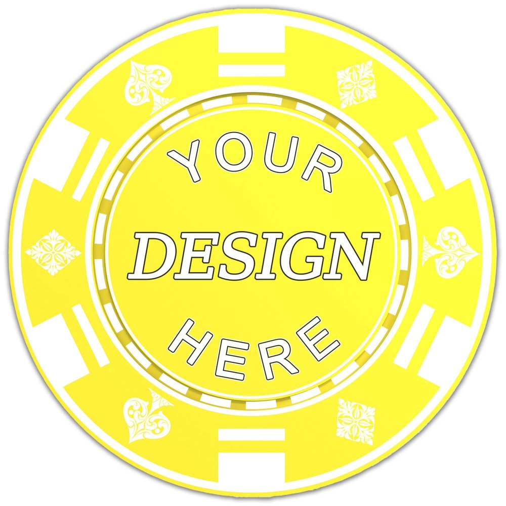 100-1000 Custom Plastic Poker Chips, Personalized Drink Tokens with Logo, Image, or Text, Double-Sided Full Color Print Drink Chips for Bars, Parties, Wedding, Poker Games, and Events (Yellow)