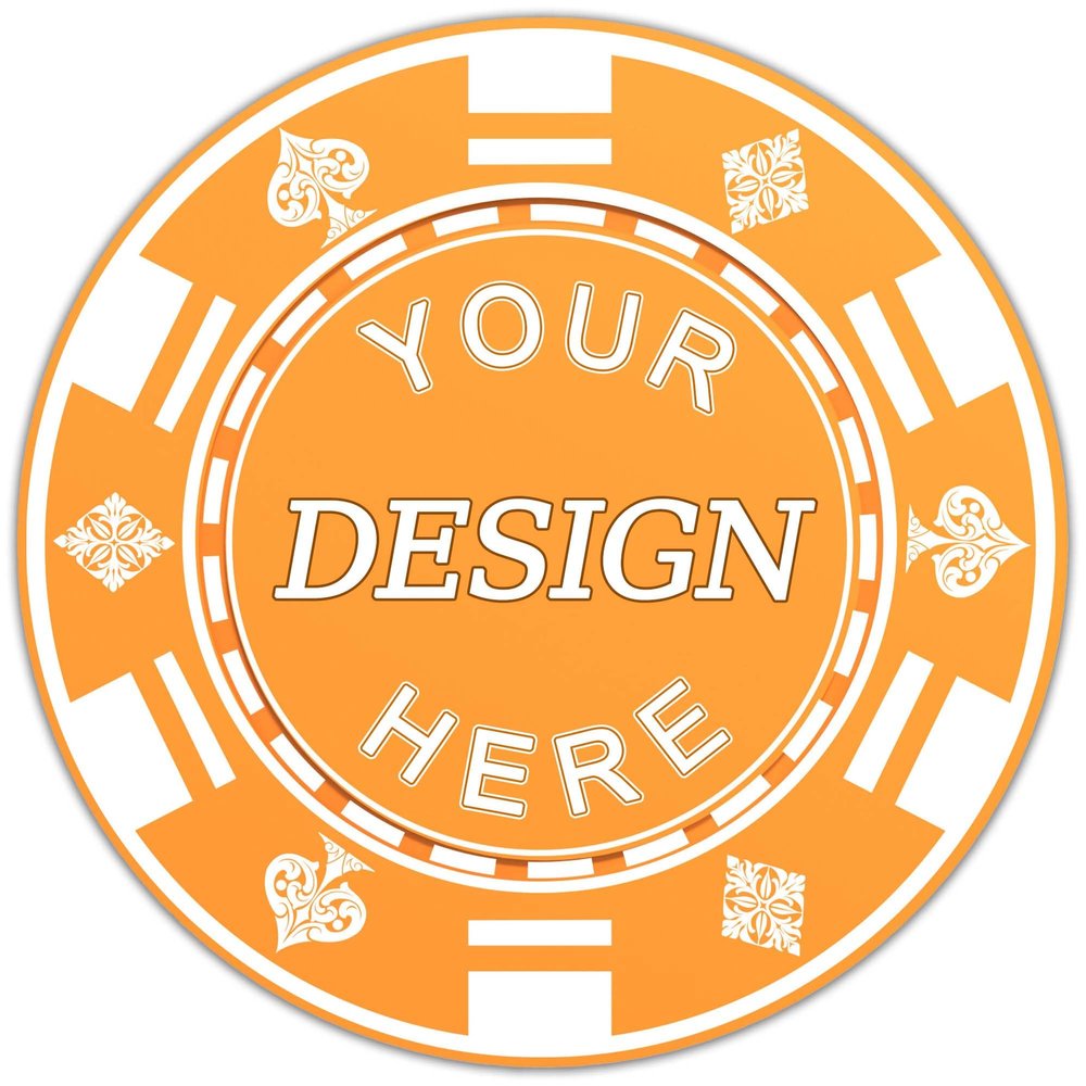 100-1000 Custom Plastic Poker Chips, Personalized Drink Tokens with Logo, Image, or Text, Double-Sided Full Color Print Drink Chips for Bars, Parties, Wedding, Poker Games, and Events (Orange)