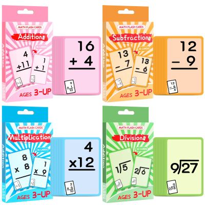 144 Pcs Math Flash Cards, Multiplication Division Addition Subtraction Flash Cards, Math Games for Kids 8-12 or Kindergarten Homeschool Supplies