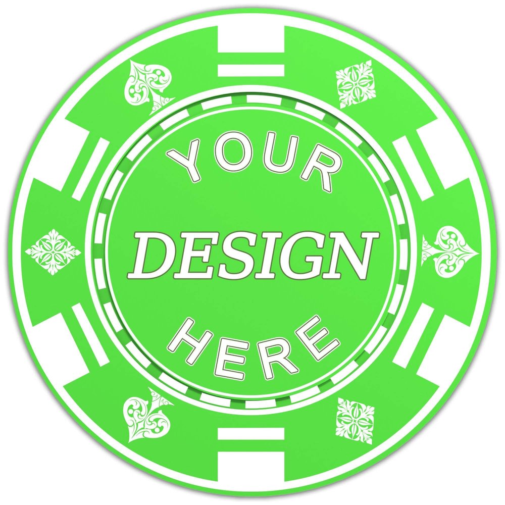 100-1000 Custom Plastic Poker Chips, Personalized Drink Tokens with Logo, Image, or Text, Double-Sided Full Color Print Drink Chips for Bars, Parties, Wedding, Poker Games, and Events (Green)