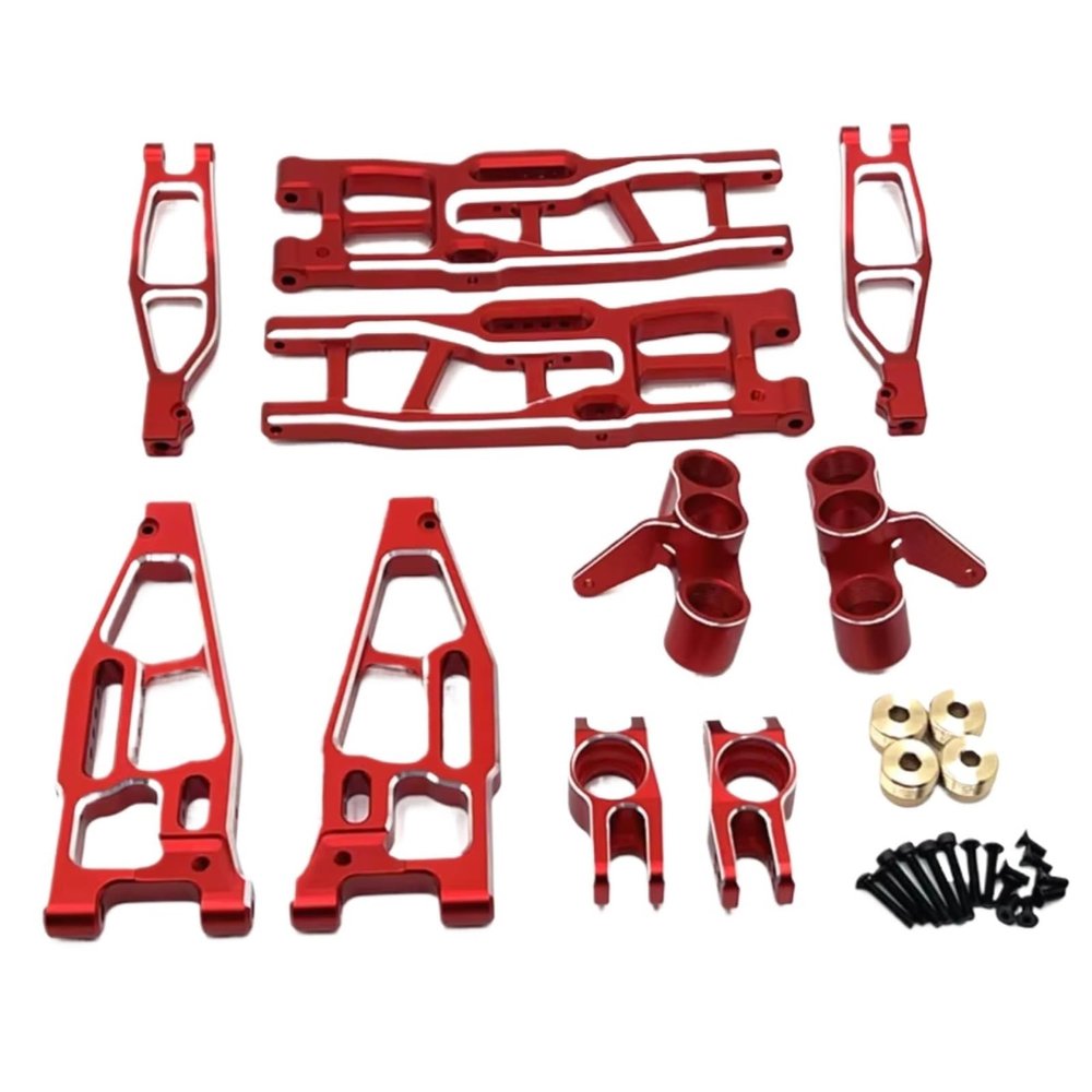 MIXVZARF RC Upgrade Accessories for FS for Racing for Tank for Atom Sharks Leopard for Focus 6S 1/8 Metal Front and Rear Suspension Arm Steering Block RC Car Upgrade Parts(Red)