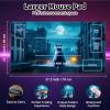 Cute Playmat with Zones -1 for MTG Card Game Playing 27.5 x 15.7 inch Non-Slip Desk Mat with Smooth Surface and Stitched Edge for TCG Card Board Games Accessory - City Moon Cat view 2