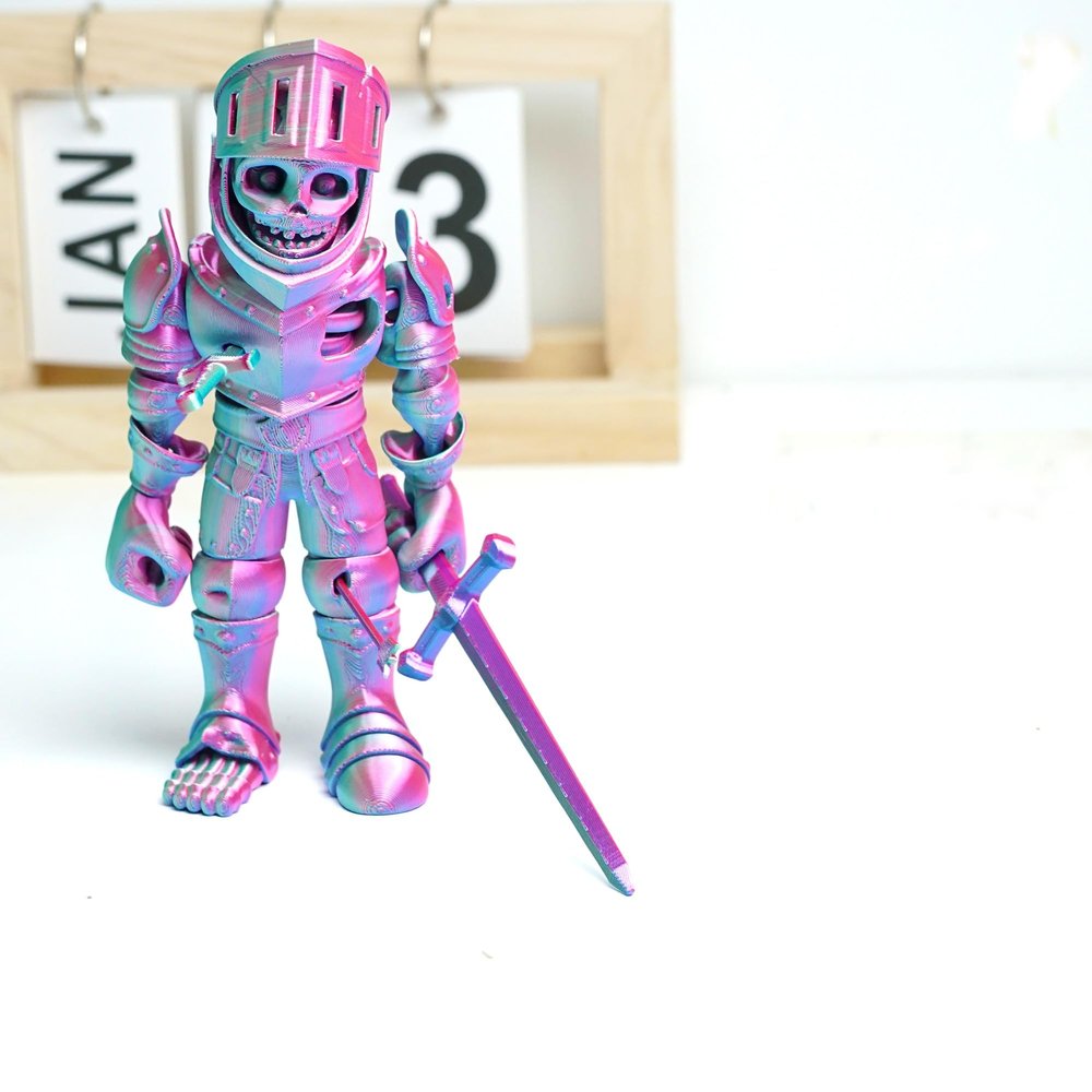 3D Printed Skeleton Knight Warrior Fidget Toy,Skull Man Zombie Flexible Animal Figurines,3-D Printing Action Figure Articulated Stuff Cheap Thing,Cool Skeletor Dragon 3D Prints Gifts Sword Dagger(PG)