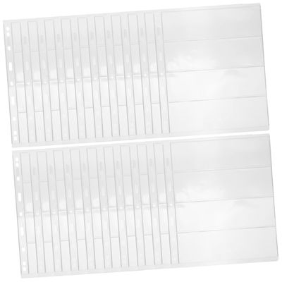 OFFSCH 20sheets Stamp Collecting Pages Transparent Storage Album for Stamps Currency Acid Binder Pages for Collectors Row Design
