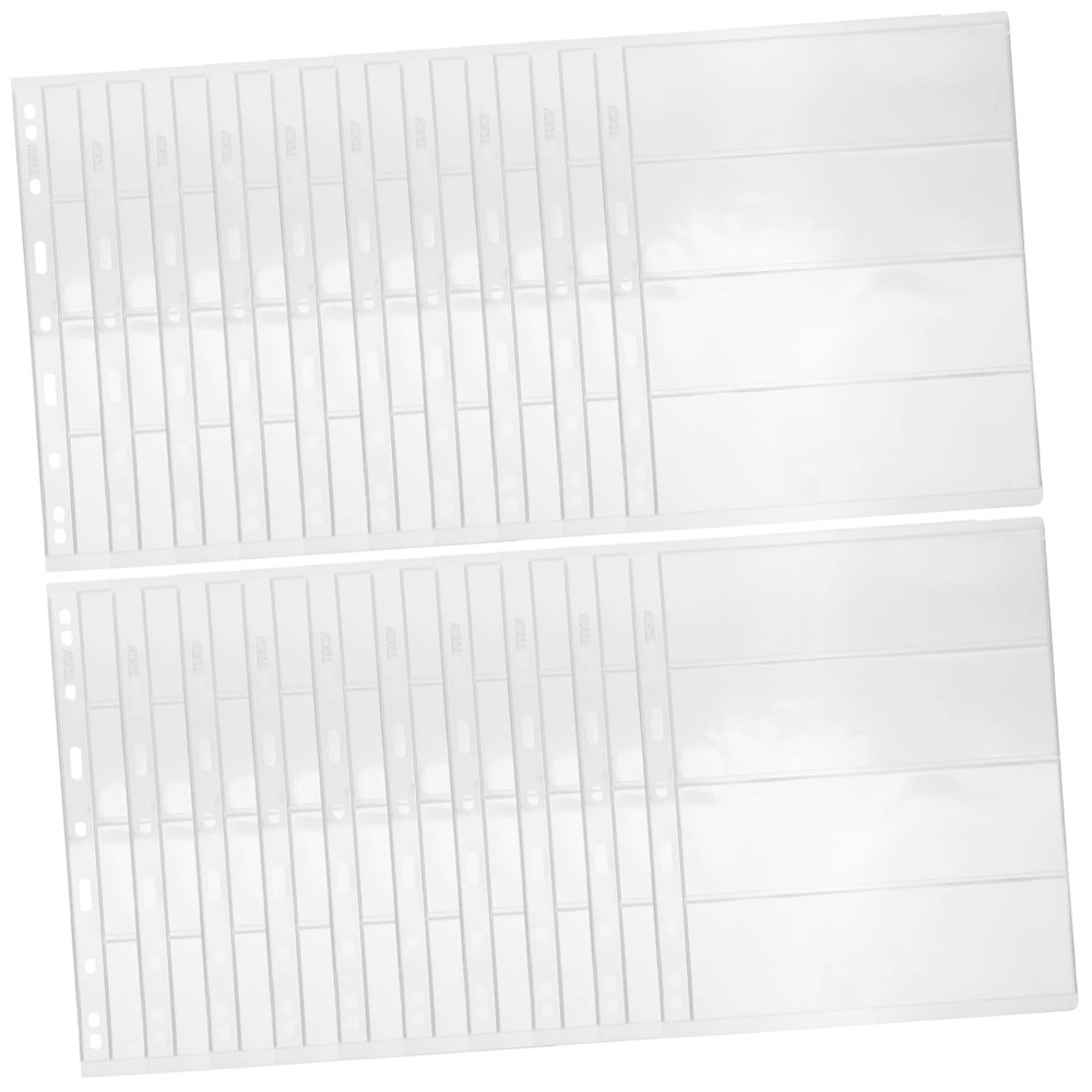 OFFSCH 20sheets Stamp Collecting Pages Transparent Storage Album for Stamps Currency Acid Binder Pages for Collectors Row Design