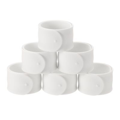 uxcell 6Pcs Silicone Snap Bracelets, 8.46" x 1" Slap Bracelets Bulk Wristbands for DIY Goodie Bag Fillers Crafts Classroom Incentives(White)