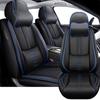 2 Front Premium Leather Waterproof Car Seat Cover with 96% Fit - Ultra Soft Non-Slip Car Seat Protector, Universal for All Seasons, Comes with Lumbar SupportBlack&Blue-Deluxe view 1