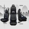 2 Front Premium Leather Waterproof Car Seat Cover with 96% Fit - Ultra Soft Non-Slip Car Seat Protector, Universal for All Seasons, Comes with Lumbar SupportBlack&Blue-Deluxe view 3