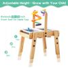 HiMummy Sand and Water Table for Toddlers Ages 3+, Kids Wooden Sensory Activity Table with 2 Collapsible Bins, Acrylic Painting Board, Adjustable Height 18"-25, Grow with Your Beloved(Toys Included). view 2