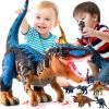 BLmukce 24" Large Dinosaur Toys for Kids 3-5, Big Dinosaur Tyrannosaurus rex Figure Toy with 10+ Dinosaurs Belly Storage, Gliding Wheels, Lights Sounds & Mist Spray  T-Rex that eats Toy for Boys Gift view 1