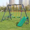 440lbs 2 Seat Swing Sets for Backyard, 1 Saucer and 1 Belt with Heavy Duty Outdoor A-Frame Metal Stand for Playground, Playset view 1