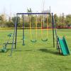 440lbs 2 Seat Swing Sets for Backyard, 1 Saucer and 1 Belt with Heavy Duty Outdoor A-Frame Metal Stand for Playground, Playset view 4