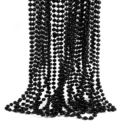 Bnikion Bead Necklace, 12PCS Black Bead Necklaces Stuff Accessories, 33" Mardi Gras Beads Necklace Costume, Festival Parade Throw Accessory Sets for Halloween Party Events Supplies Decor