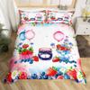 Strawberry Duvet Cover Set Toddler Size,Tropical BlueBerry Fruit Daisy Flowers Bedding Set,Girls Women Room Decor,Tie-dye Graffiti Style Comforter Cover,Red Blue Quilt Cover,1 Pillowcase(No Filler) view 1
