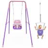 2 in 1 Toddler Swing & Baby Jumper, Foldable Baby Bouncer with Soft Cushion, Foldable Indoor & Outdoor Use, Easy to Install & Store Swing Sets for Backyard Play (Pink) view 1