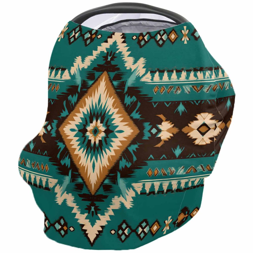 Nursing Cover for Breastfeeding Scarf, Weaving Pattern Green Baby Car Covers Super Soft Multi Use for Canopy Shopping Cart Cover Blanket Stroller Cover